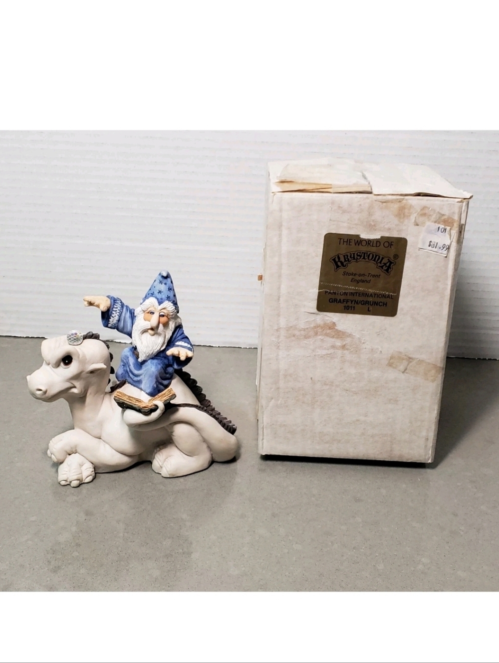 World Of Krystonia Graffyn on Grunch #1011 Wizard Dragon Crystal Signed Vintage